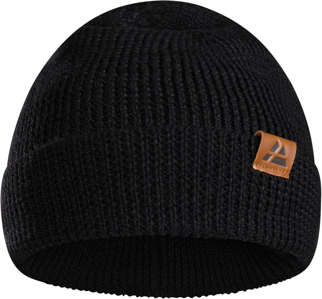 DANISH ENDURANCE Merino Wool Beanie for Men & Women, Warm Knitted Winter Hat (Black)