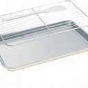7PCS Ceramic-Coated Baking Sheet Set - 10x15in Jelly Roll Pan Non-Stick Cookie Sheet with Wire Rack, Silicone Spatula & 4 Cookie Cutters, PFAS Free, Oven Safe (550F), Sunshine Cream