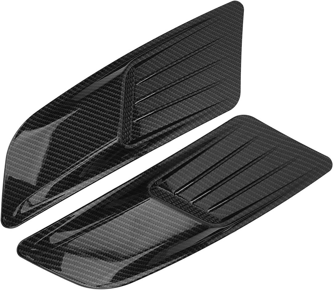 Qiilu Engine Hood Air Outlet Vent Moulding Cover Trim, Universal Front Hood Air Vent Decor Carbon Fiber Fit for 20152017(1 Pair)