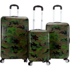 Rockland Safari Hardside Spinner Wheel Luggage, CAMO, 3-Piece Set (20/24/28)