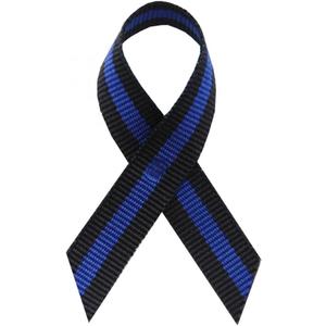 Support USA | American Made 125 Police Thin Blue Line Fabric Awareness Ribbons - Bag of 125 Lapel Ribbons with Safety Pins - Pin Attached