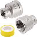 Reducing Coupling 3/4" x 3/8" NPT Female Threaded Pipe Fitting 304 Stainless Steel Adapter, 2 Pack