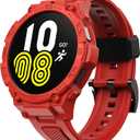 GELISHI Compatible Galaxy Watch 5/4 44mm Band with Case, Rugged Protective Case Protector Military Sport Band, Red