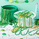JOYIN 24 PCS St. Patricks Day Necklace Set, 8 Green and 8 Gold Bead Necklaces and 8 Green Shamrock Bead Necklaces, St Patrick Accessory Set, Irish Carnival Dress Up Party Favor Supplies