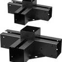 Pergola Brackets 4-Way Right Angle Corner Bracket DIY Elevated Wood Stand 2PACK with Screws for 4x4 (Actual: 3.5x3.5 Inch) Lumber Pergola Gazebo