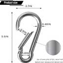 Large Spring Snap Hook Carabiner, 304 Stainless Steel Heavy Duty Carabiners Clip, Stainless Steel Spring Snaps Hooks Carabiners Outdoor (Silver)