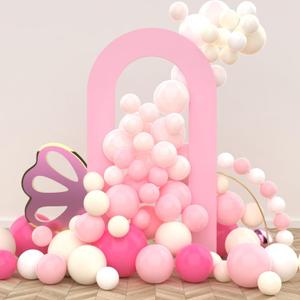 LEBENGURU Upgraded 7.2FT Open Arch Backdrop Cover, Light Pink Spandex Fitted Round Top Wedding Arches, Double-Sided U-Shaped Arch Chiara Stand Covers for Birthday Party Baby Shower Balloon Decor