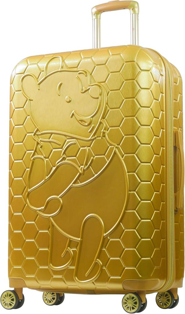 FUL Disney Winnie The Pooh Rolling Luggage, Hardshell Suitcase, 360 Degree Spinner Wheels, Gold, 30 Inch