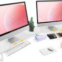 Across-Star Dual-Monitor Stand for Desk - Large Adjustable Length and Angle Riser for 2 Monitors, Double Computer Desktop Organizer, Shelf for TV, Laptop, Printer (30.3-40.5L*9.45D*4.9H, White)