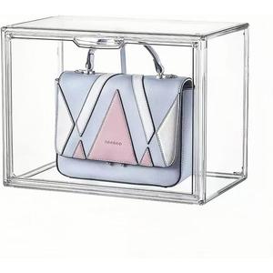 BAKLAM Large Clear Acrylic Display Box with Front Door – Spacious Organizer Case for Collectibles, Skincare, Toys, Office Supplies, 14.17×8.66×10.63 inches Transparent Storage Cabinet