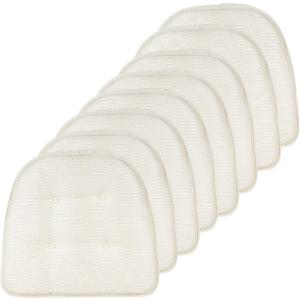 Non-Slip Chair Cushions, Assembled in USA, U-Shaped Skid-Proof Seat Pads for Dining Room, Kitchen, Office, 15"x16" (8 Pack, Solid Ivory)