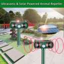 2 Pack Solar Animal Repeller with Motion Detection Ultrasonic Outdoor Deer Repellent Device for Patio Garden Yard Waterproof Animal Repellent Deterrent to Repel Cat Squirrel Rabbit Dog Raccoon Skunk
