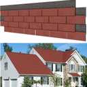 7 Pack 39'' X13'' Double Layer Asphalt Roof Shingles for Home 3-tab Roofing Shingles Tile Repairing Self Adhesive Shed Decor for Outdoor Garage Pet House Cover 10.7 Square Feet(Grey, Red)