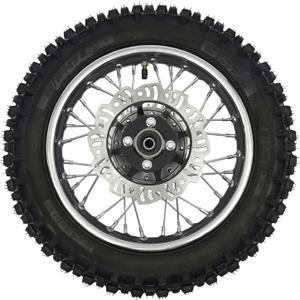 12" Rear Wheel Tire 80/100-12 Wheel Tire Rim with Sprocket & Brake Disc Rotor for Pit Dirt Monkey Bike 50cc 70cc 90cc 110cc 125cc 140cc CRF70 90 TTR100 Black (12" Rear)