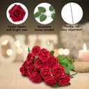 NONMON 100pcs Artificial Flowers Dark Red Rose Real Looking Fake Foam Roses with Stem for Valentine's Day DIY Wedding Bouquets Bridal Shower Centerpieces Arrangements Party Home Decorations