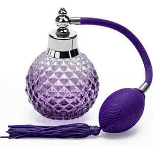 Coolrunner Crystal Art Vintage Style Refillable Perfume Atomizer Long Spray Bottle 100ml(Purple)