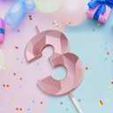 BEAN LIEVE 2.76 Inch Rose Gold Number Candles 3 - Diamond Birthday Cake Candles with Metallic Finish for Party, Anniversary, Graduation Decorations.
