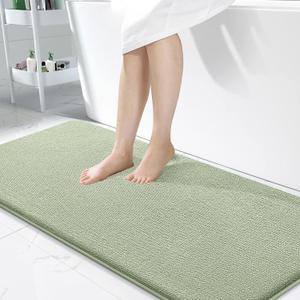 OLANLY Thick Memory Foam Bath Mat Rug 47x24, Extra Soft Absorbent Bathroom Rug, Quick Dry Bath Mats, Non-Slip, Machine Washable Carpet for Bathroom, Tub and Shower, Home Decor Accessories, Sage Green
