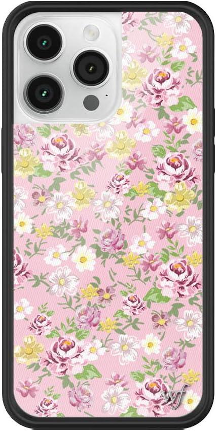 Wildflower Cases - Daisy Lynn Floral Case, Compatible with Apple iPhone 14 Pro Max | Trendy, Pink, Yellow, White, Floral - Protective Black Bumper, 4ft Drop Test Certified, Women Owned Small Business