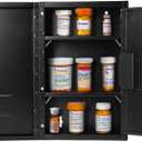 Vivacomfort Large Black Double Door Narcotics Cabinet, Locking Medicine Cabinet, 24 H x 16 W x 8 D