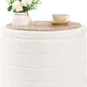 B FSOBEIIALEO Ottoman with Stroage, Round Sherpa Storage Ottoman Stool, Boucle Foot Rest22 x 22"x15.75" (White)