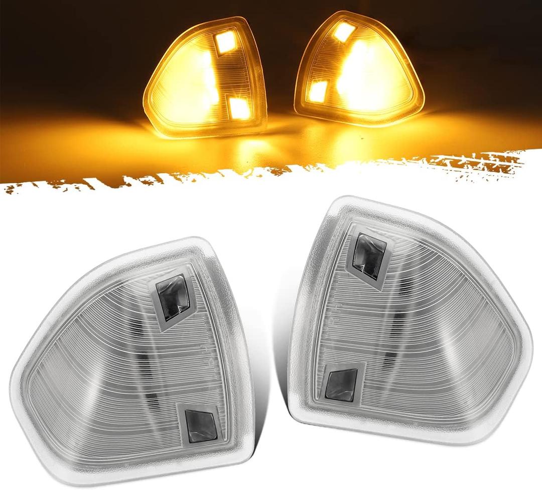 Partsam LED Side Mirror Turn Signal Light Left and Right Lamps Tow Light Clear Cover Lens Compatible with Ram 1500 2500 3500 4500 5500 2010 to 2018 68302828AA 68302829AA