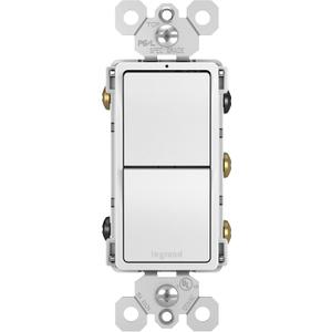 Legrand radiant RCD33WCC6 15 Amp Combination 2-in-1 Decorator Rocker Light Switch, Two 3-Way Switches, White (1 Count)