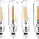 5 Inch Edison Bulb, 2700K Soft White E26 Led Bulb 6W Dimmable, 800LM T10 T9 Bulb Clear Glass Tubular Light Bulbs, AC 120V Equal 80 Watt Bulbs for Chandelier Pendant Wall Light - 4Pack