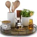 Lazy Susan Turntable Organizer for Table Top, 12 Round Wooden Lazy Susan for Cabinet Kitchen Countertop Pantry Dining Coffee Table for Condiments Spices, Rustic Bathroom Vanity Tray for Soap Candle