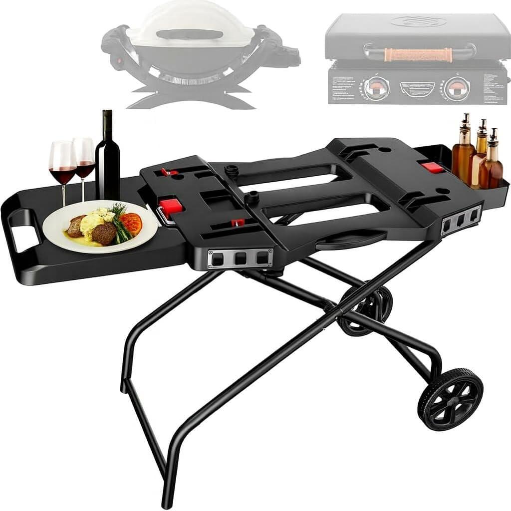 Outdoor Grill Stand for Weber Q1200, Q1000, Q2200, Q2400, Portable Grill Cart for Blackstone 17"& 22" Table Top Griddles, for Weber Grill,Griddle Stand for Blackstone,for Travel and Camping (42.5")