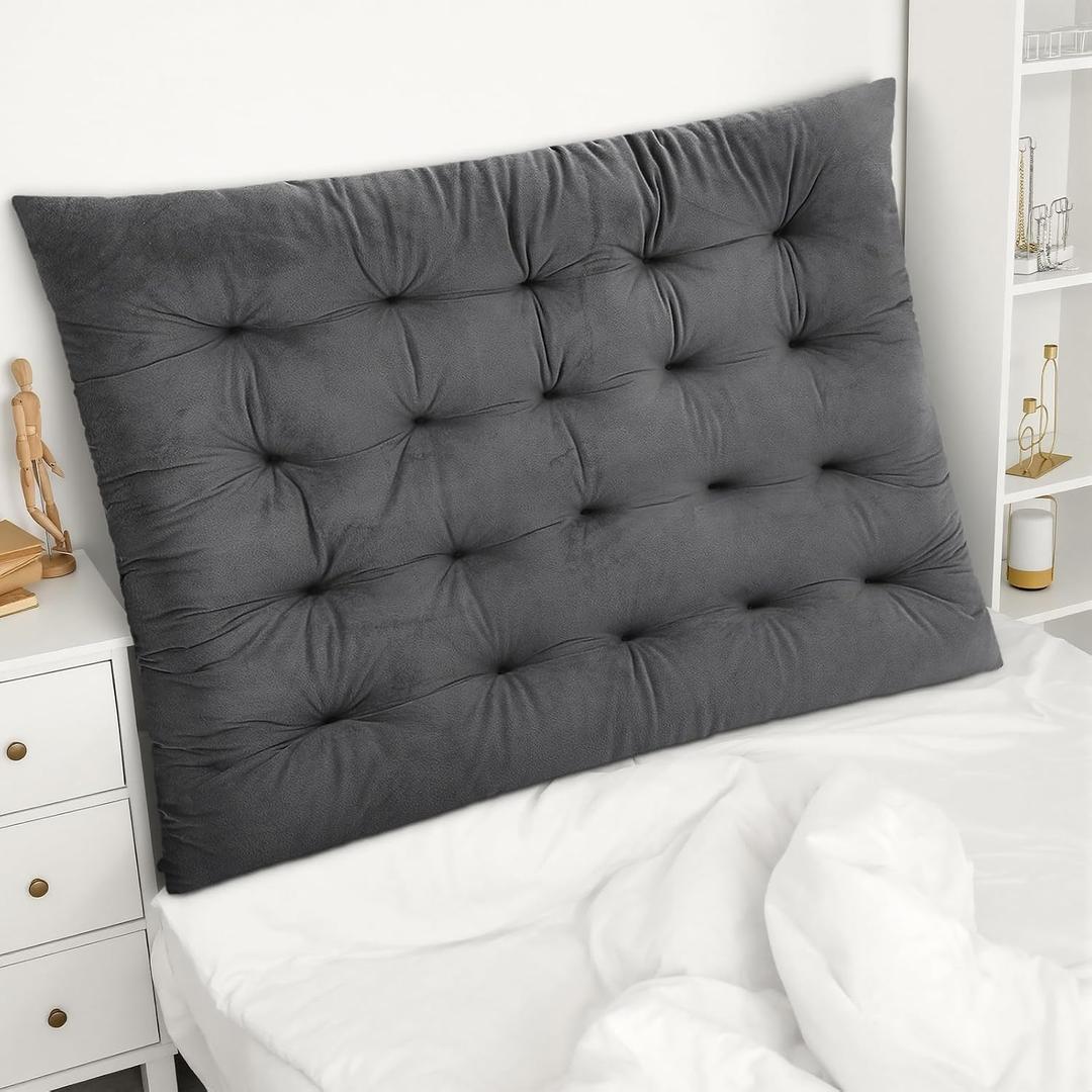 Threehoney College Dorm Headboard Twin XL Velvet Ultra Thick Cushion Tufted Headboard with Wall Hooks for College Dorm Room Bed Decor, 39.25" x 34" x 3.15" (Elegant Color)