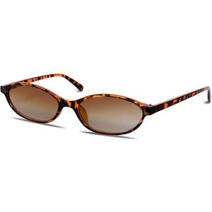 Retro Oval Sunglasses for Women Chic Cat Eye 90s Sunnies Lightweight Narrow Shades Trendy UV protection Sun Glasses (Tortoise Frame - Gradient Brown Lens)