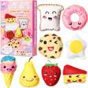 ZOIIWA 16 Sets Food Themed Sewing Kit Fun Craft Felt Fruit Plush Craft Kit Learn to Sew Educational Beginners Sewing Stuffed Ornament for Birthday Christmas New Year Gift