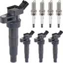Sorghum Ignition Coil Pack and Spark Plugs Compatible with Hyundai Sonata Genesis Tucson Equus Kia Rondo Optima Borrego Forte Sorento Sportage K900 Replace# UF611 27300-3F100 C1667 GN10568 Set of 4