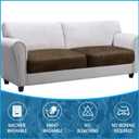 Loveseat Cushion Covers Leather-Look 2PC Stretch Love Seat Slipcover Sets for Living Room Individual Couch Seat Protector, Pet-Friendly, Non-Slip, Easy Fit - Brown