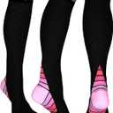 Physix Gear Compression Socks 20-30 mmHg - Men & Women - Running, Nurses, Shin Splints, Flight, Travel (XXL, Black/Pink)