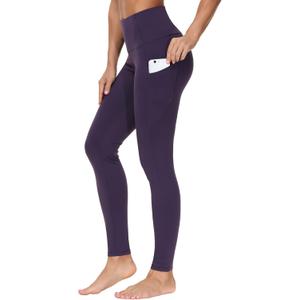 THE GYM PEOPLE Thick High Waist Yoga Pants with Pockets, Tummy Control Workout Running Yoga Leggings for Women (Purple, M)