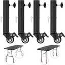 Lipshome Table Leg Extender with casters, Adjustable Metal Table Leg Extender, Table Leg Extender for Straight and Curved Legs, 2 Levels/Height can Extend 6.3"7.9" (4pcs) (Extends up to 7.9 inches)