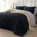 Bedsure Queen Comforter Set - 7 Pieces Reversible Black Bedding, Queen Size Bed Set for All Seasons, Bed in a Bag with Down Alternative Comforter, Sheets, Pillowcases & Shams