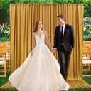2 Panels Gold Backdrop Curtain, 10 x 10 Feet Background Curtains for Parties, Weddings, Baby Showers, Bachelorette Halloween, Christmas Birthday Party Photoshoot Backdrop Curtains Decorations