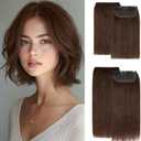 Clip in Short Hair Extensions Real Human Hair,Prokyvity Invisible Human Hair Clip in Extensions Short,(6inch&8inch)4 pieces Mini Extensions for volume or highlight,Meduim Brown