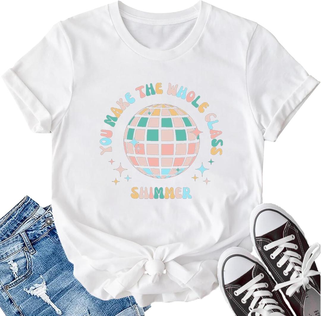 Teacher Shirt for Women Be Kind T-Shirts Funny Teachers Day Short Sleeve White, Large