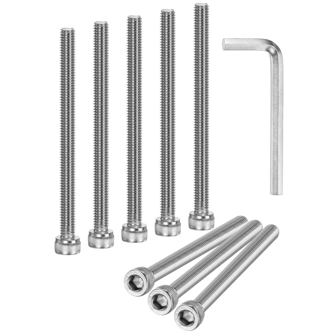M METERXITY 10-Pack M6 x 80mm Socket Head Cap Screws, 304 Stainless Steel Hex Machine Bolts, Allen Socket Drive Screw with Hex Wrench for Repair/DIY, Fully Threaded Fasteners Kit Silver