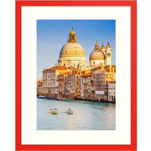 wyooxoo 16x20 Picture Frame Red Solid Wood Photo Frames Display Pictures 12x16 with Mat or 16x20 Without Mat Colorful Frame For Horizontal Vertical Wall Mounting