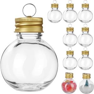 Baluue Light Bulb Shape Ball Bottle 3.54 Inch Clear Fillable Christmas Booze Balls Ornaments for Holiday Party Decor and Packaging (0.3 Ounces)