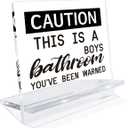 Reminder Signs, This is A Boys Bathroom Sign, Funny Tabletop Decor for Toilet Washroom, Home Acrylic Decorations, Desktop Decors, Kids Son Bathroom Decor 4.3x3.9x2.5 inches