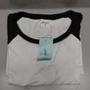 WIHOLL Beach Vacation Clothes for Women Spring Tops Trendy Cute Summer Outfits Travel Raglan Sleeve Tshirts Black White M