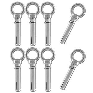 Eyebolt Bolt Stainless Steel Wall Concrete Brick Anchor Expansion Bolts Ring Screw Eyes, Heavy Duty Anchor Fastener Eye Bolt (M6, 8 Pcs)