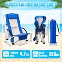 Colingmill 4 Pcs Low Beach Chair with Umbrella Camping Chair Backpack Folding Recliner Mesh Back with Headrest Cup Holder Carry Bag for Summer Tent Picnics Outdoor Travel Barbecues (Ocean Blue), multisize