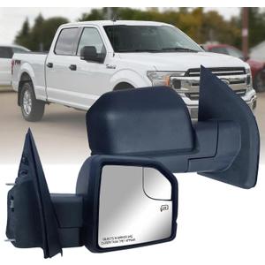 Replacement Passenger Right Side Door Mirror Manual Folding Power Glass No Heated No Signal Light with Temperature Sensor Textured Back Cover For Ford F-150 from 2015 to 2020